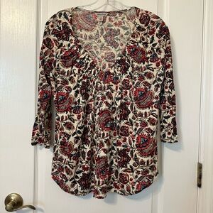 Lucky Brand Red and Blue Paisley Blouse